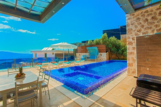 BLUE 7351 Kalkan Deniz Manzaralı Kiralık Tatil Villası